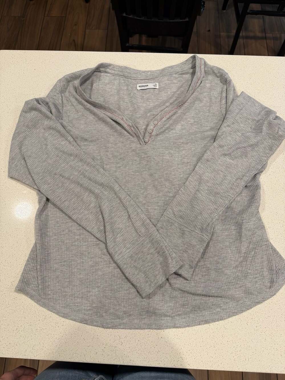 Sonoma Goods for Life Women’s XL Gray Thermal Waffle Knit Pajama Set Long Sleeve